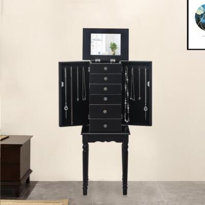 Tall Legs Jewelry Cabinet Armoire Storage Chest Stand Organizer - Main Image