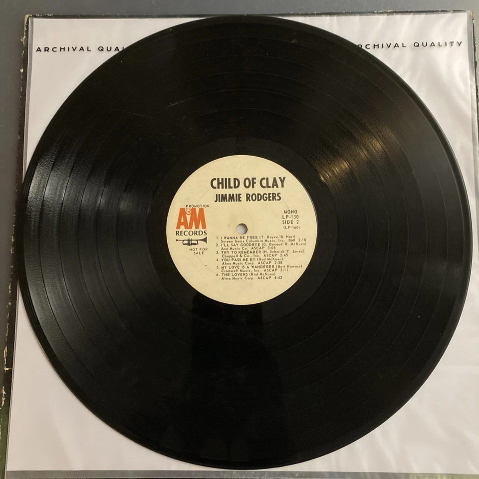 Jimmie Rodgers: Child Of Clay - 1967 A&M Records SP-4130 -Folk Rock Vinyl LP - Imagem 3 de 4