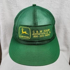 VTG John Deere CW Equip IL Hat Cap Green Snapback Full Mesh Patch K-Products 