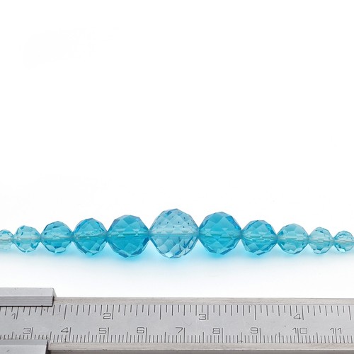 17" Vintage Czech necklace faceted transparent aquamarine blue glass beads - Picture 2 of 4