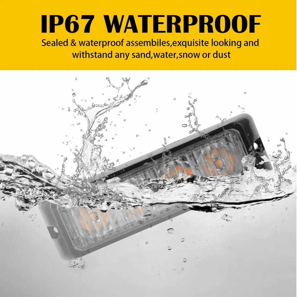 Barra de luz estroboscópica 4 LED para automóvil camión baliza intermitente advertencia peligro ámbar/amarillo T Foto 3 de 4