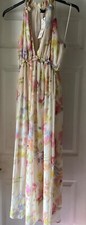 Ladies ZARA Long Length Cream Multi Floral Dress size Medium