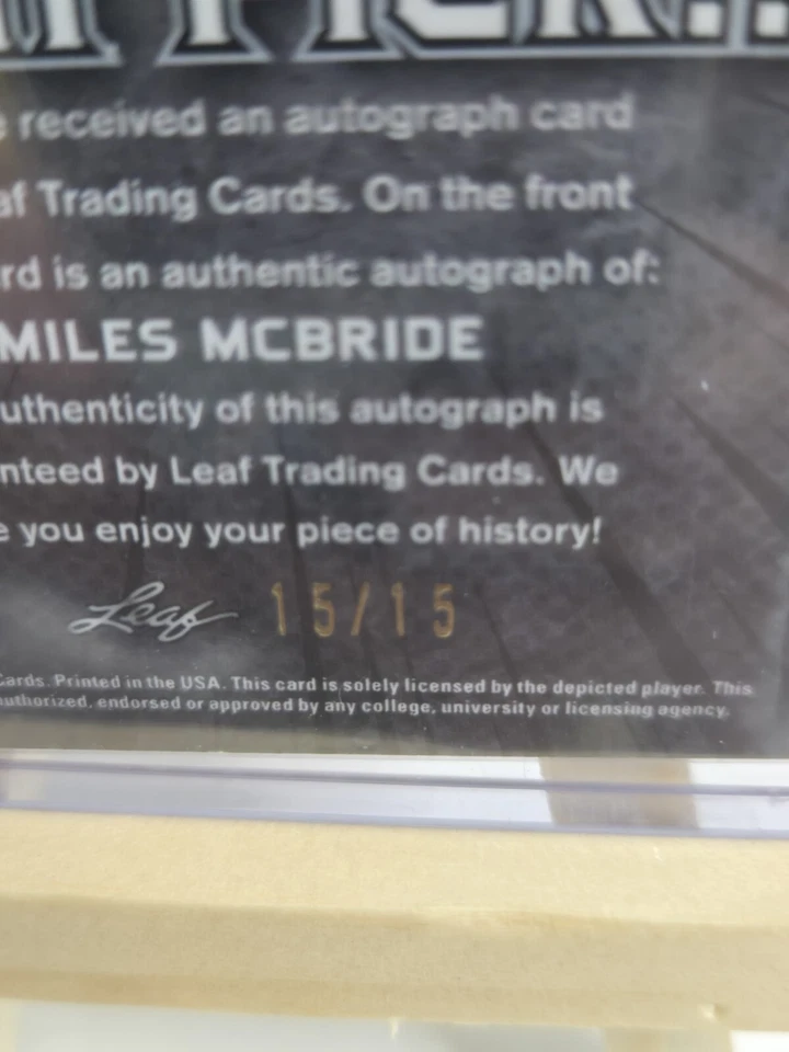 2021-2022 Leaf Metal Miles Mcbride sp 15 In WORLD BLACK WITH PICK 6 autographed - Image 3 of 4