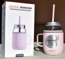 Asobu Pink Moonshine aislado al vacío tarro de albañil enfriador pajita de silicona 16 OZ