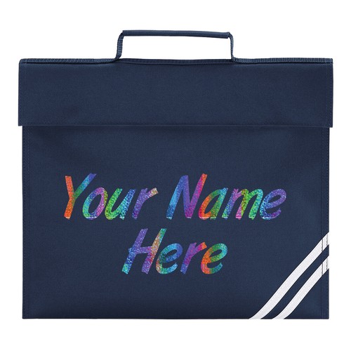 Bolsa de Libros Niños Bolso Personalizado Brillante Nombre Tira Desgarrada Cierre Escuela Quadra - Imagen 13 de 17