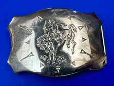 Horseback Cowboy In Wild West With Native American Indian Vibe Vtg. Belt Buckle