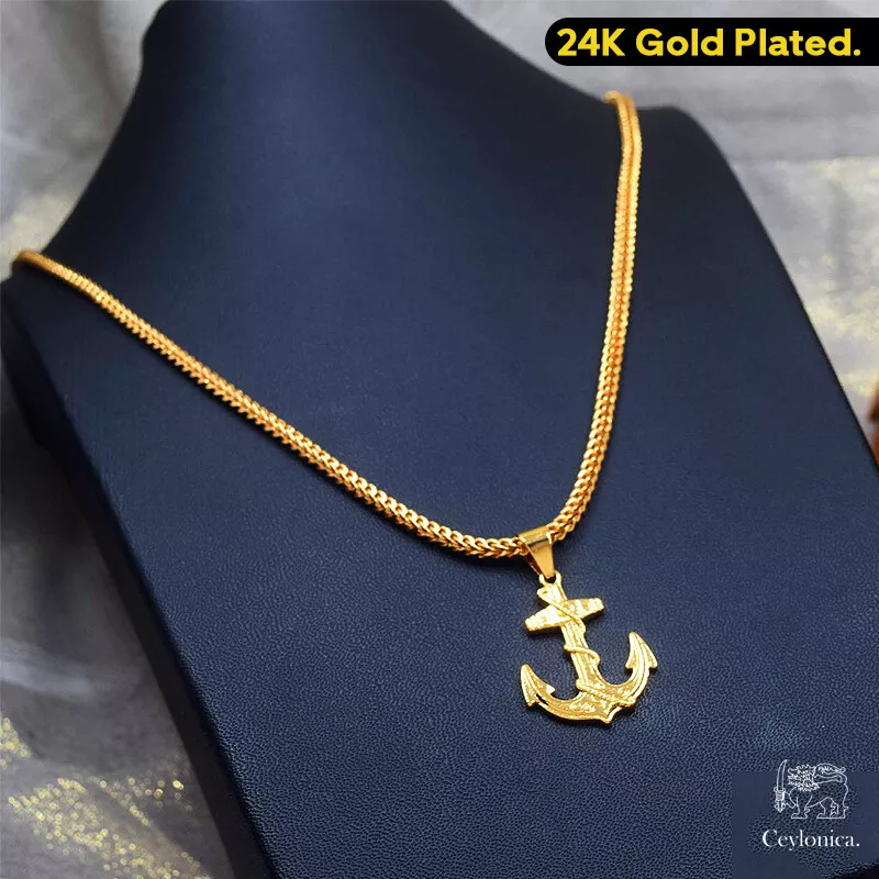 Amazon.com: Wrapables Sideways Anchor Pendant Necklace, Gold Plated :  Clothing, Shoes & Jewelry