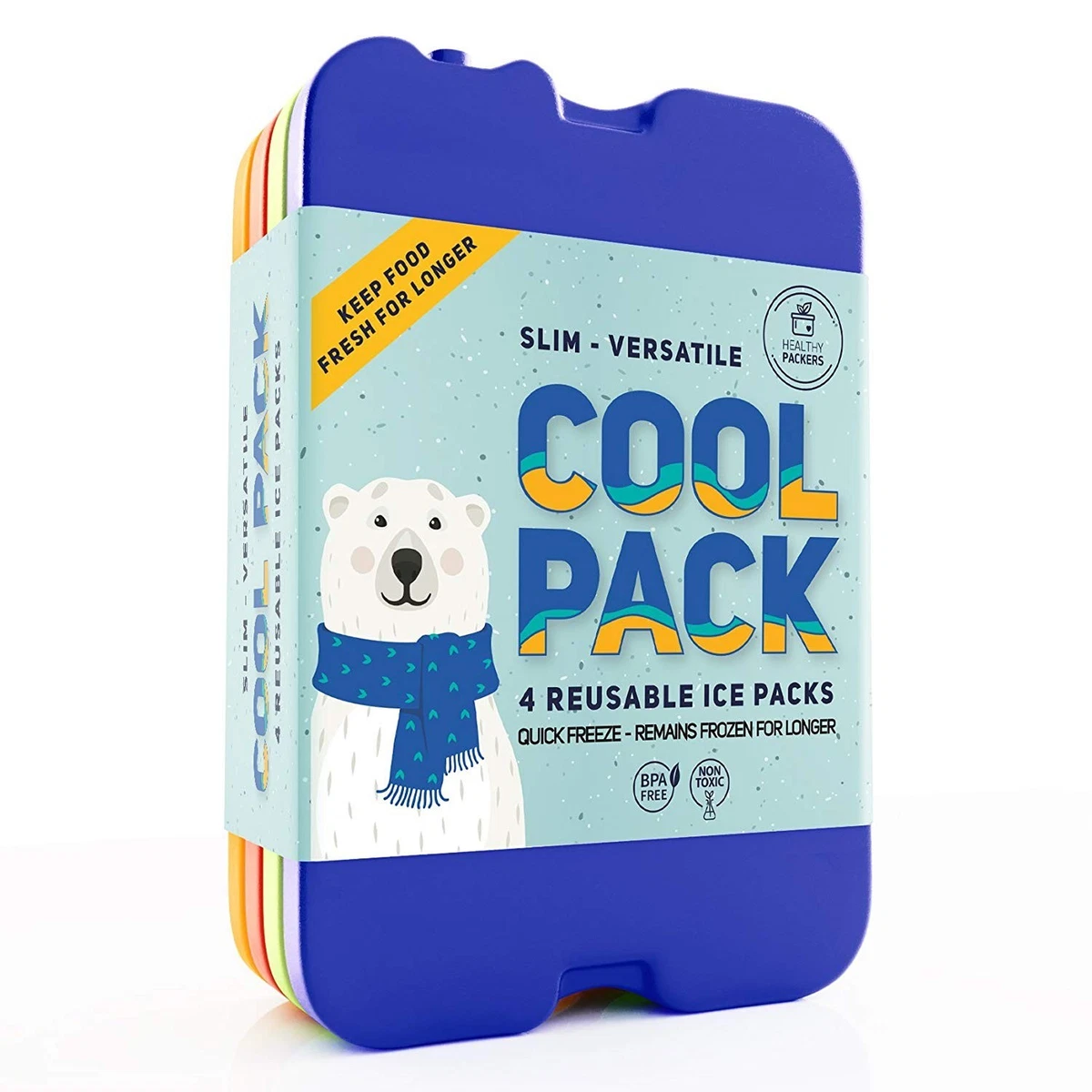 Healthy Packers Ice Packs for Lunch Bags - Original Cool Pack | Slim & Long-Lasting Reusable Ice Pack for Lunch Box Lunch Bag and Cooler | Freezer