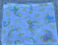 Vintage Riegel Baby Blanket Bunny Bear Rainbows Yellow Clouds 30  x30  