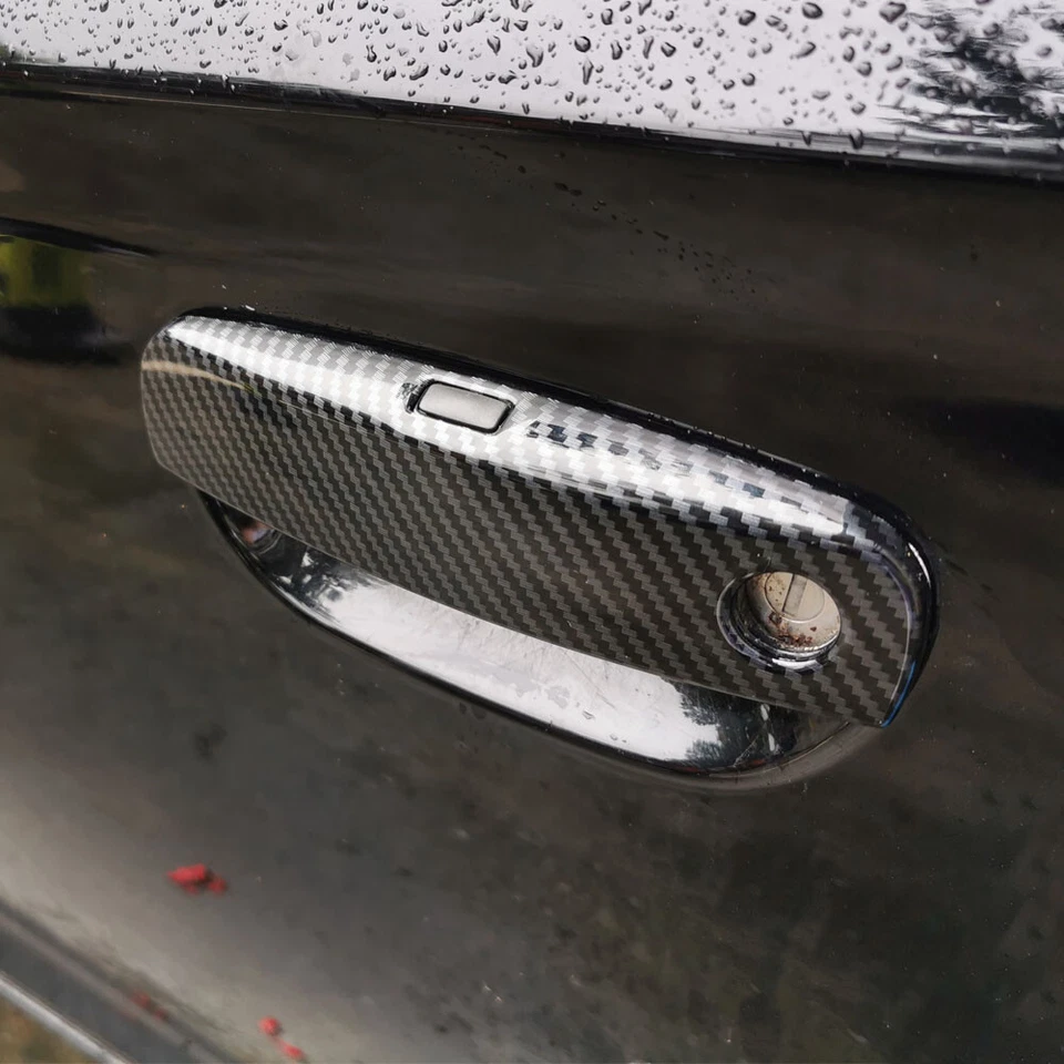 Cubierta de moldura de manijas de puerta estilo fibra de carbono apta para Dodge Challenger 2015-2023 Foto 3 de 4