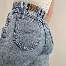 Vintage 80s Lee High Rise Acid Wash Mom Jeans Tapered Leg Made in USA