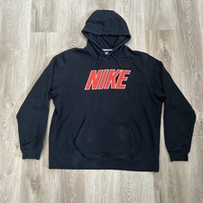 Nike Sportswear Club Fleece Sweatshirt Hoodie Mens 2XL Spellout Black 576978