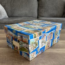 Vintage Lillian Vernon Photo Storage Box 90s Colorful Vacation Post Card 11x8x5  