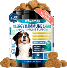 Dog Allergy Chews for Dog Itching Skin Relief, 200 Dog Allergy Relief Treats wit