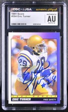 Eric Turner Signed 1991 Score Rookie Card #584 Browns UCLA CGC AU JSA 10 Auto