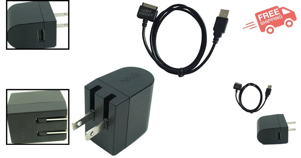 Cargador de pared USB eficiente y cable para dispositivos Nook HD BNTV400 y BNTV600 Foto 2 de 4