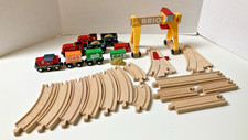 Brio World Wooden Railway Crane Set 33048 With Extra Trains  Cargo Gantry Crane