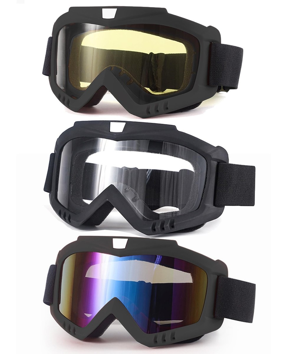 3 Pack Motocross Goggles Dirt Bike ATV UTV MX Offroad Riding