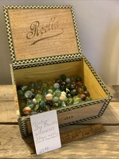 2746 Vintage Marbles Lot- UNSORTED In Cigar Box