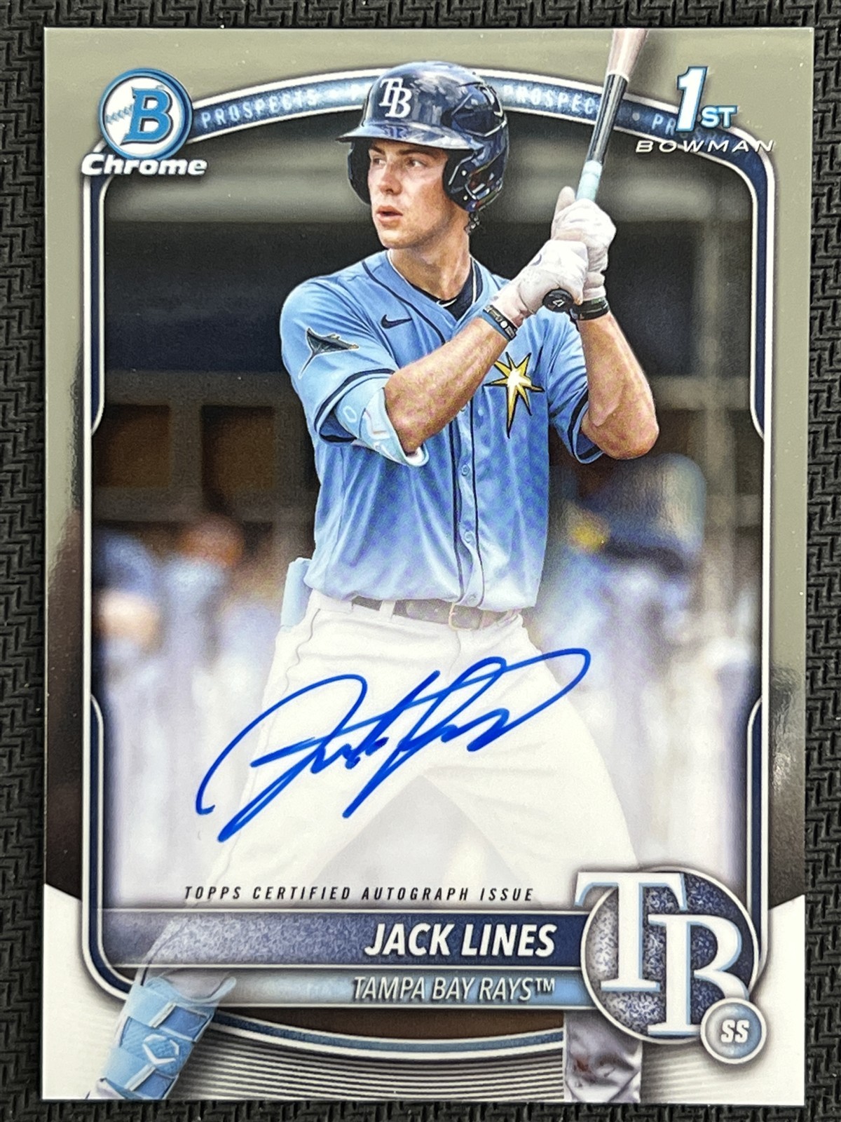 2025 Bowman Chrome Prospects #CPA-JLI Jack Lines 1st Auto Bay Rays