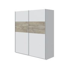 Armadio 2 Ante Scorrevoli 180x60x200 Bianco E Rovere ARM182