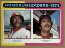 1975 Topps #307 HOME RUN LEADERS. DICK ALLEN. MIKE SCHMIDT. EX-NM.
