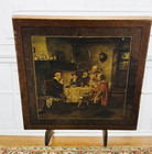 Fritz Wagner Signed Litho Antique Wooden Folding Table 30” Squared 27” Tall