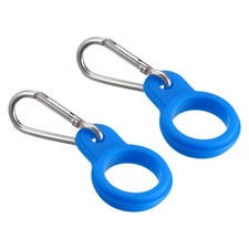 Silicone Water Bottle Clip with Buckle, 2pcs Drink Holder Hook, Blue Silver