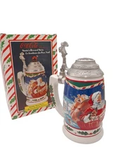 Coca-Cola Anheuser Busch Holiday Stein Series CS402 1999 SANTA's REWARD 