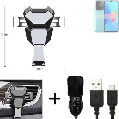 Halterung Lüftungshalter für Tecno Spark 8C + Ladegerät Smartphone Halter Aut
