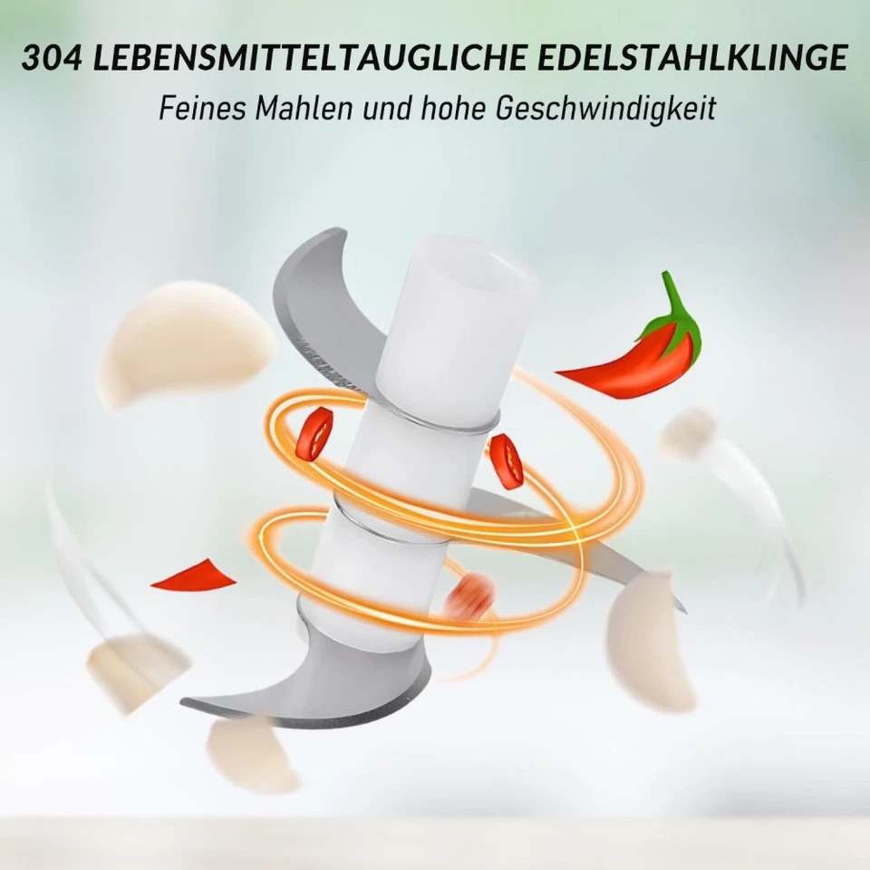 250+100ml Elektrisch Zerkleinerer Gemüseschneider Universal Multi Zwiebelhacker - Bild 3 von 4
