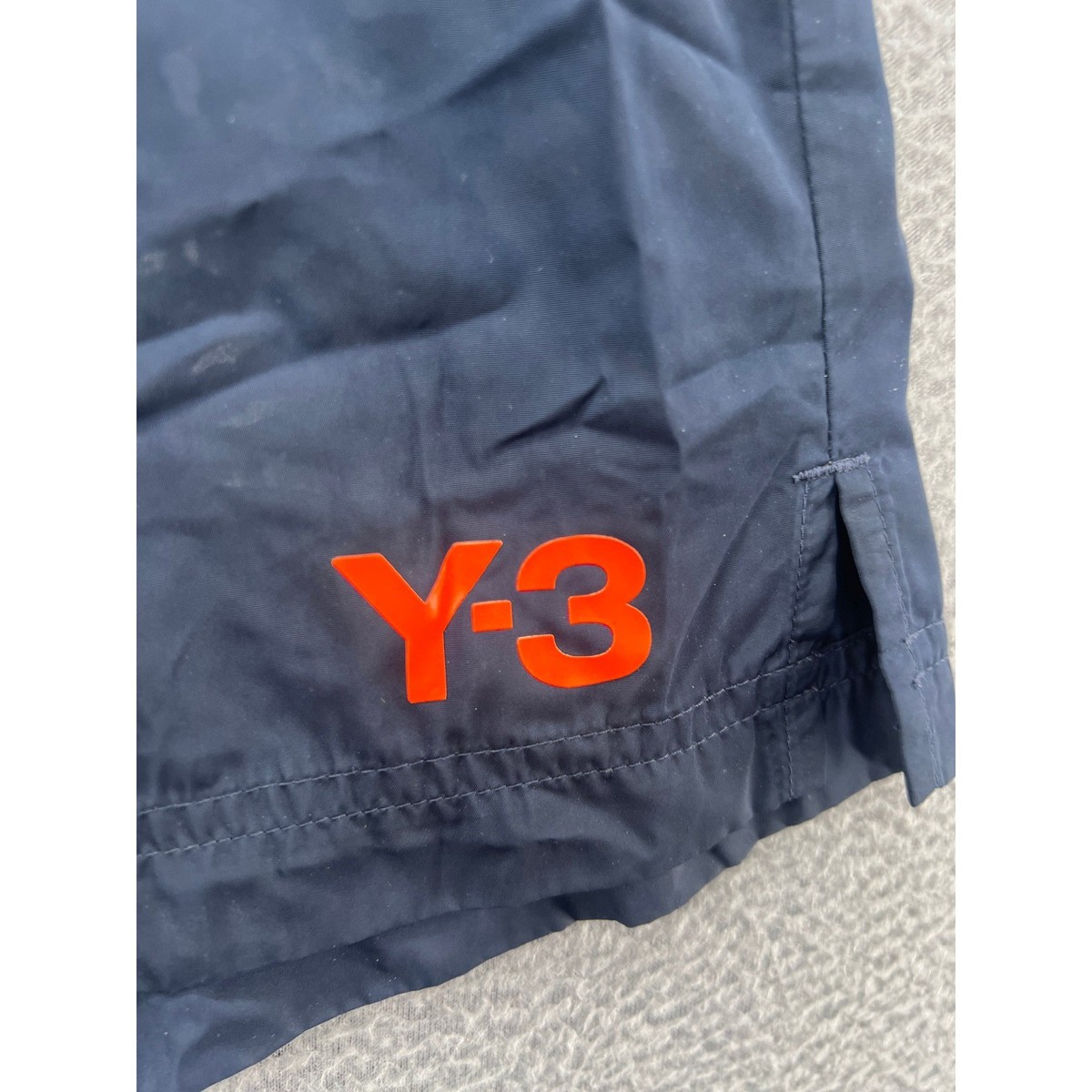 Y-3 Adidas Shorts Mens M Yohji Yamamoto Navy Blue Orange Logo Zip
