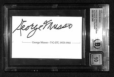 George Musso Chicago Bears HOF Signed Cut Autograph Beckett Auto Grade 10