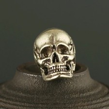 Brass Skull Knife Bead Statue Ornament EDC Sculpture Keychain Lanyard Pendant