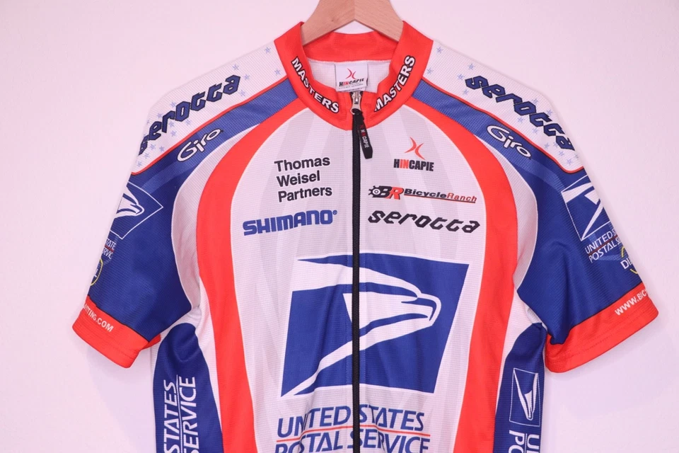 Camiseta deportiva del equipo de ciclismo profesional USPS - Hincapie para hombre grande (L) - Hecha en Italia / Rara Foto 4 de 4