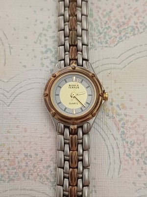 Bijoux Terner Armbanduhr Vintage 90er Quarz gold & silberfarben Gliederarmband