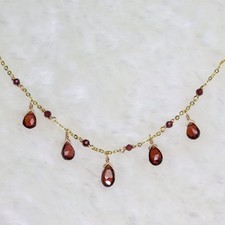 collier en grenat pierre précieuse fine naturelle gold filled 2417 fait main