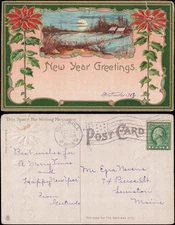 New Year greeting, Haverhill MA, 1912, to Lewiston ME