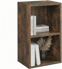 2 Tier Small Bookcase, Cube Storage Bookshelf, Wooden Shelving Display Unit, Fre