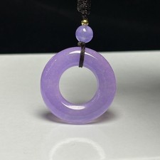Real Nature Ice Lavender jade Jadeite Safety ring Pendant&Necklaces -