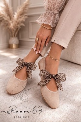 Damen Ballerinnas mit Schleife und Leder Sohle Gr. 39