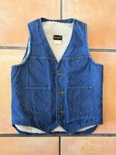 Vintage 1978 Wrangler "No Fault" Denim Sherpa Lined Vest Made in USA Size Medium