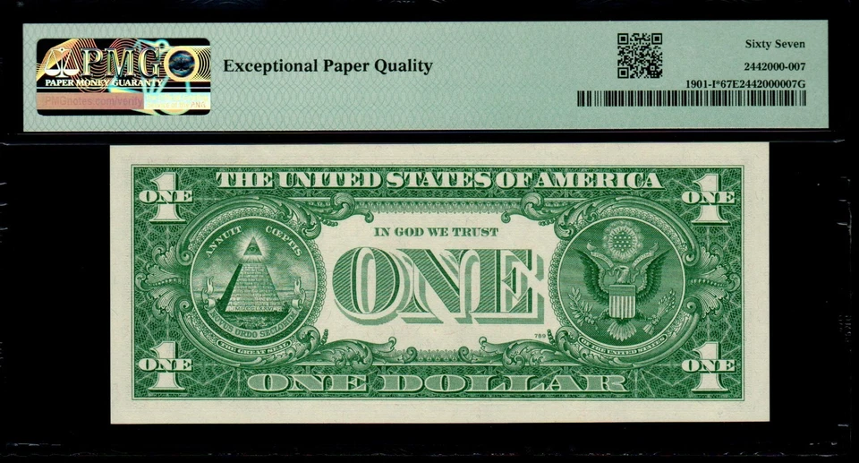 1963A $1 MINNEAPOLIS STAR NOTE PMG 67 EPQ Fr 1901-I* Superb Gem Uncirculated I/* - Image 2 of 3
