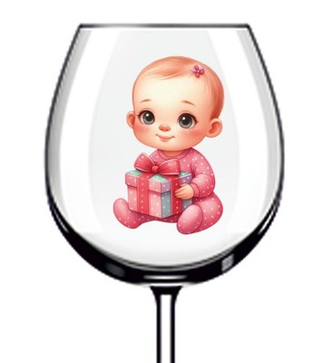 12x bunte Weihnachten Baby UVDTF Aufkleber-Becher Weinglas Flasche Tasse