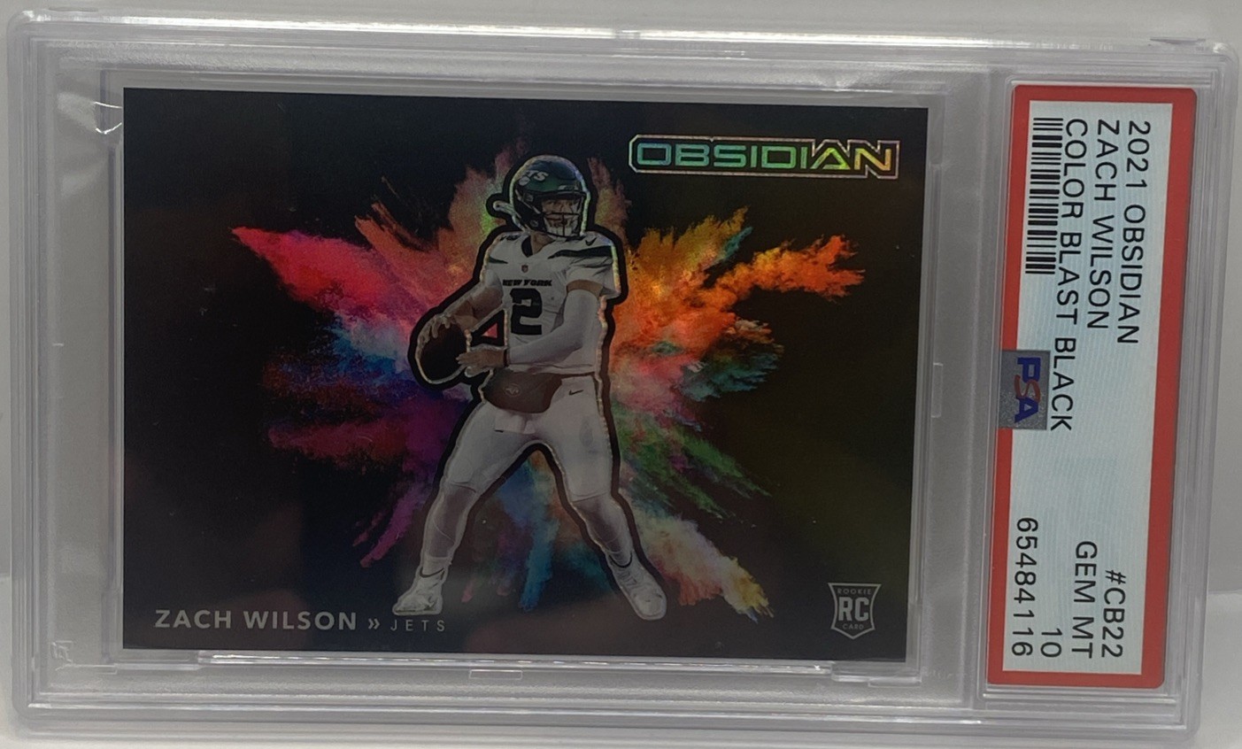2021 Panini Obsidian Color Blast Black #CB22 Zach Wilson Rookie Card RC PSA 10