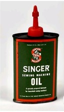 Singer Sewing Machine Oil Can Original Green Red Black White Tin Made in USA