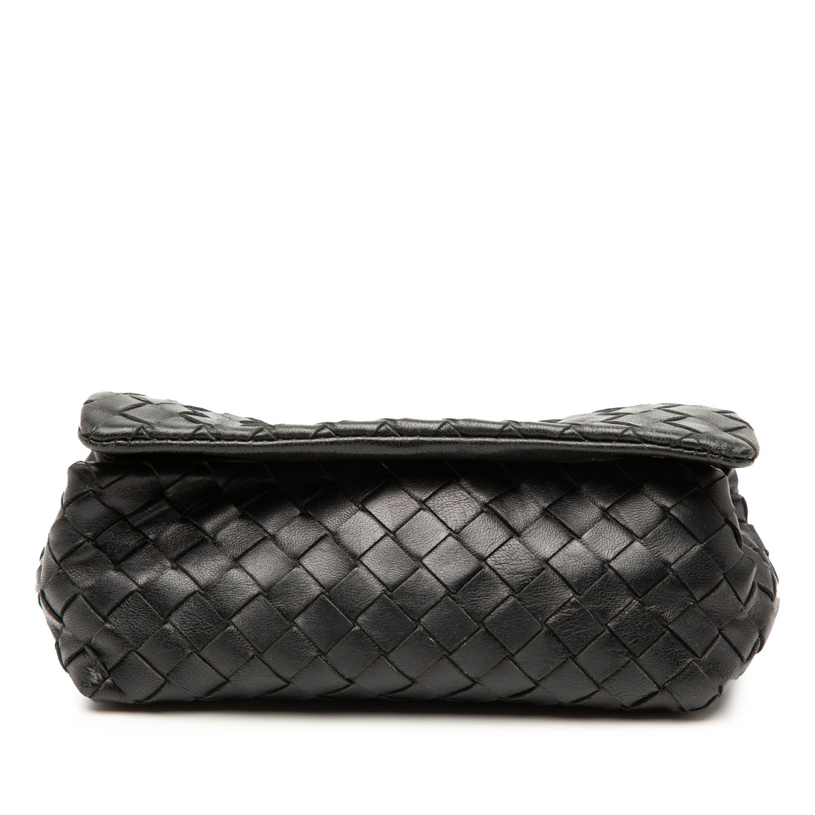 Bottega Veneta Intrecciato Flap Pouch Pre-Loved Black