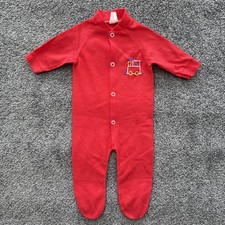 0-3 Months Vtg Sleeper With Feet White Fleece 80s 90s Train Button Lightweight