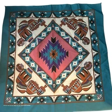 Vintage made in USA 50% cotton pottery scarf Novelty Bandana Southwestern
