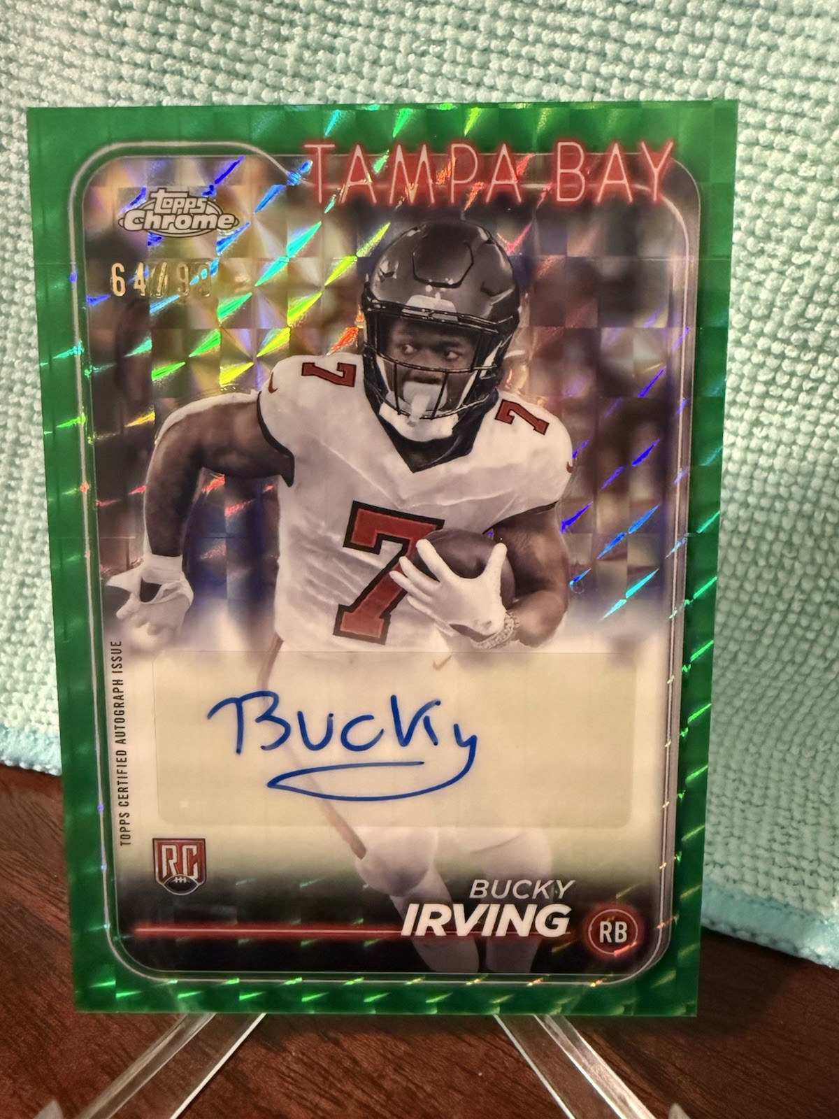2024 Topps Chrome - Rookie Autographs Bucky Irving #RA-BIR Green Refractor /99